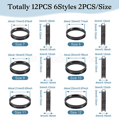 12 шт. 6 размера 201 нержавеющая сталь рифленые кольца для пальцев RJEW-TA0001-06EB-1