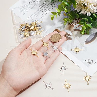 40 шт. 2-цветная латунная подвеска с покрытием в виде кабошона KK-BC0011-24-1