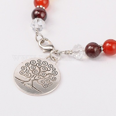 Многоцветные драгоценный камень чакра шарм браслеты BJEW-JB01691-05-1