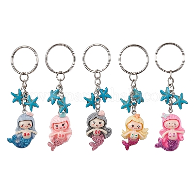 Брелок-подвеска из непрозрачной смолы «русалка» KEYC-JKC00624-1