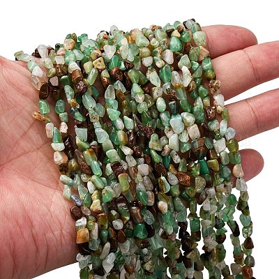 天然石蛇紋岩ビーズ連売り ナゲット 5~9x4~6x3~4.5mm 穴：0.7mm 約75