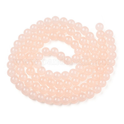 Выпечки окрашены имитация нефрита стекловолокна круглый шарик DGLA-Q021-8mm-42-A-1