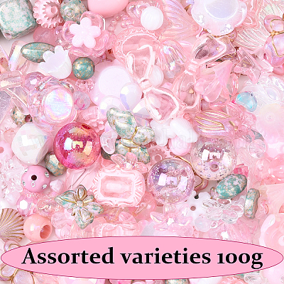 100 г 10 стиля прозрачных акриловых бусин OACR-YW0002-65B-1