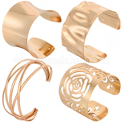 4шт 4 стиля браслетов из сплава и железа для женщин BJEW-CY0001-01-1