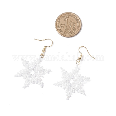 Серьги-подвески в форме снежинок из нержавеющей стали 304 EJEW-MZ00537-02-1