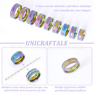 18 шт. набор из 9 колец из нержавеющей стали 201 размера с рифлением для мужчин и женщин STAS-UN0045-59A-M-1