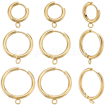 12 шт. 3 стиля фурнитуры для сережек-колец из нержавеющей стали 201 STAS-BBC0004-91G-1