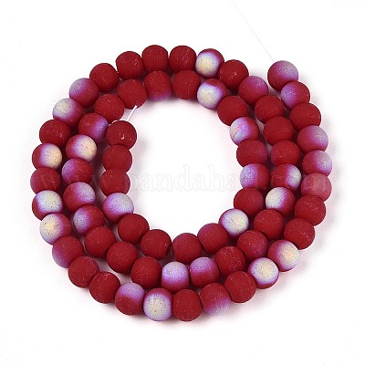 Нити из матовых непрозрачных стеклянных бусин GLAA-T032-P6mm-MBB23-1