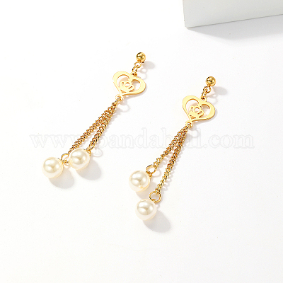 Серьги-гвоздики из нержавеющей стали 201 в форме сердца в стиле ретро LE0057-1