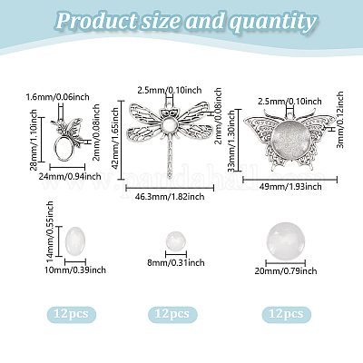 Подвеска в тибетском стиле из сплава с кабошонами из прозрачного стекла DIY-GO0002-31C-1