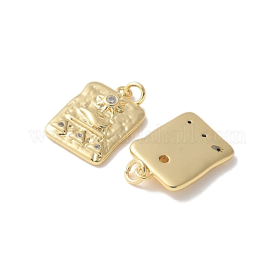 Латунные микропаве прозрачные подвески с фианитом KK-Q031-28G-1