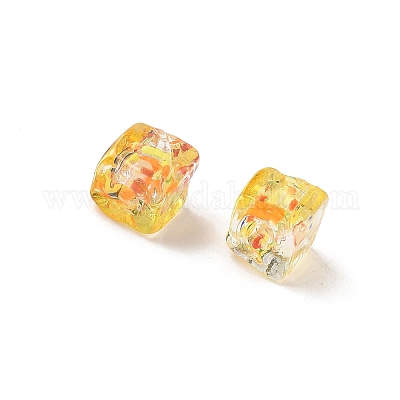 Запеченные бусины ручной работы из золотистого песка с росписью LAMP-P072-01A-05-1