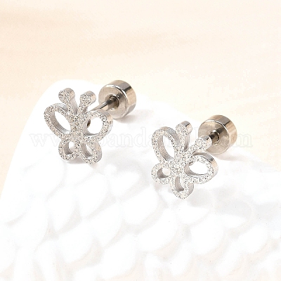 Серьги-гвоздики из нержавеющей стали 304 EJEW-H161-01P-C-1