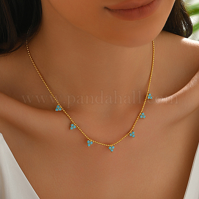 Серебряное ожерелье с подвеской в виде треугольника из голубого циркония S925 для женщин ZJ0502-1