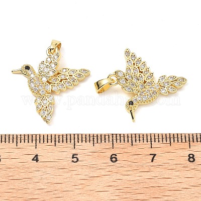 Латунные микропаве прозрачные подвески с фианитом KK-G533-07E-G-1