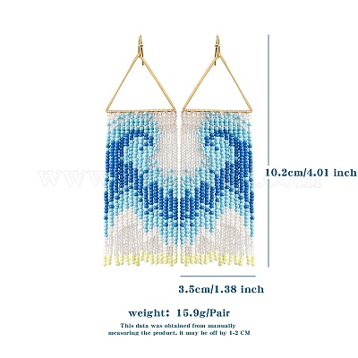 Летние океанские каникулы стиль ручной работы стеклянные бисерные серьги-гвоздики в стиле бохо PW-WGFE95A-06-1
