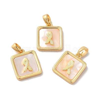 Квадратные подвески из натуральных ракушек KK-M243-36G-1