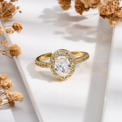 Кольца-манжеты для пальцев с покрытием из латуни с микропаве из прозрачного кубического циркония для женщин RJEW-M028-10G-1