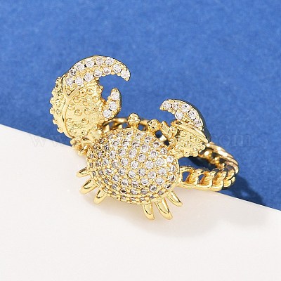 Латунные микро проложить манжеты кольца кубического циркония RJEW-P167-02A-G-1