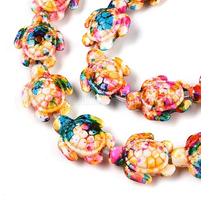 Нити из синтетических бирюзовых бусин G-P507-05A-8-1