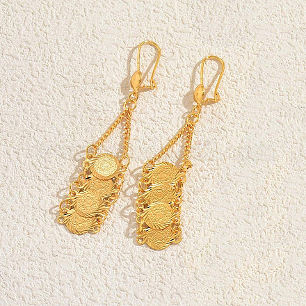 Латунные плоские круглые серьги-кольца PH3349-2-1