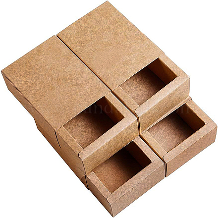 Benecreat 20 paquet boîte à tiroirs en papier kraft boîtes d'emballage cadeau festival bijoux de savon bonbons désherbage fête faveurs boîtes d'emballage cadeau - marron (5x4.25x1.65