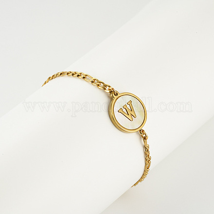 Плоские круглые браслеты с буквенным узором из нержавеющей стали 304 FS-WG4692B-37-1