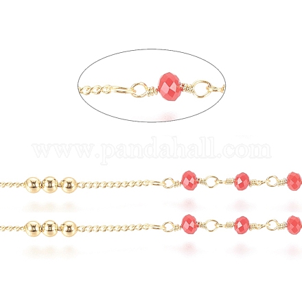 3.28 Fuß handgefertigte Perlenkette aus Messing X-CHC-G011-10G-01-1