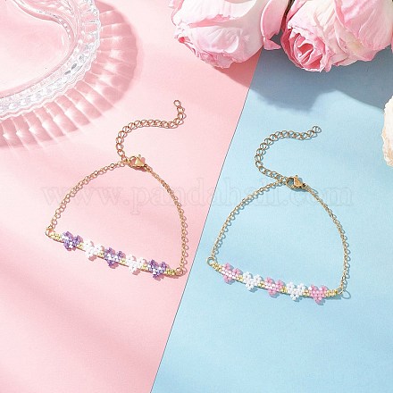 2 шт. браслеты из двухцветного стеклянного бисера BJEW-MZ00232-1