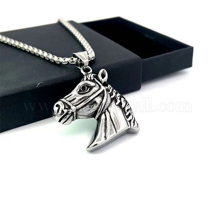 Винтажные ожерелья из нержавеющей стали с подвеской в виде лошади для мужчин TJ2948-1