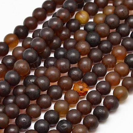 Natural Gemstone Amber Round Beads Strands G-O017-6mm-15-1