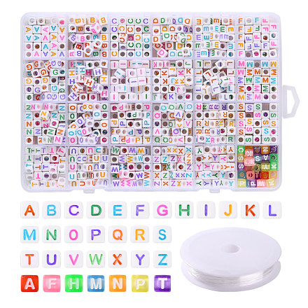 DIY 26 буква акриловые бусины стрейч наборы браслетов на день детей DIY-LS0001-04-1