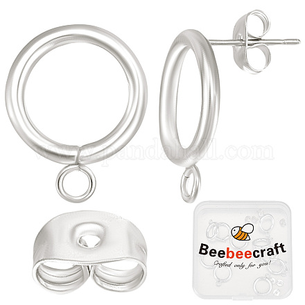 Beebeecraft 20 pieza de pendientes circulares STAS-BBC0001-76S-1