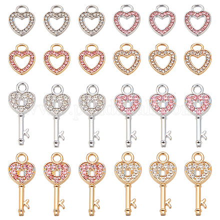 32 шт. 8 стиля подвески в форме сердца из сплава со стразами ENAM-NB0002-22-1