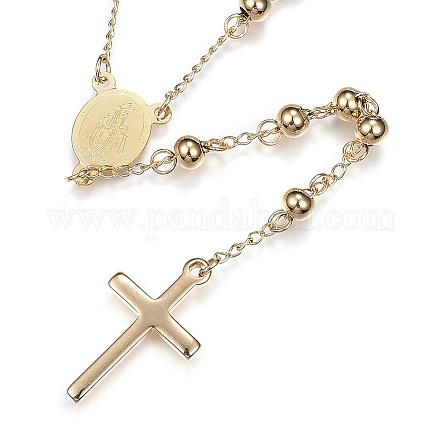 Collares de cuentas de rosario de 304 acero inoxidable NJEW-D285-41G-1