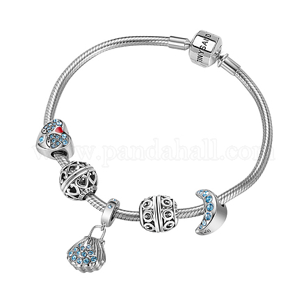 TINYSAND Sterling Silver Heart of Ocean European Bracelets TS-Set-015-22-1
