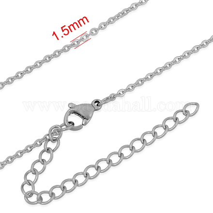 304 Stainless Steel Cable Chain Necklaces NJEW-M176-14-A-1