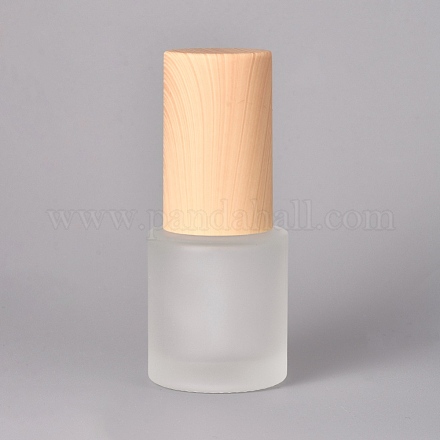 すりガラス製化粧品乳液ボトル  空の詰め替え可能なボトル  バリーウッド  8.65x3.65cm  容量：20ミリリットル AJEW-WH0104-53-1