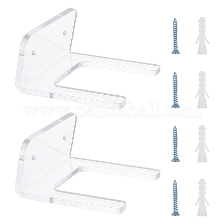SUPERFINDINGS 2 Sets 9.4x10x4.85cm Acrylic Guitar Display Stands Set with Iron Screws and Plastic Plugs Clear Guitar Wall Hanger Guitar Wall Hook Mount for Guitar ODIS-WH0011-48-1