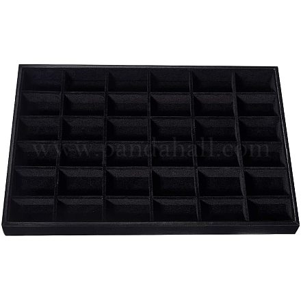 Ph pandahall velvet drawer jewelry display tray showcase rings Earrings necklace bracelet storage organizer with dividers 36 grid jewelry tray nero ODIS-PH0001-05-1