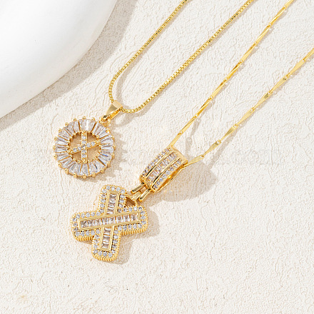 2 шт. 2 стиля латунный комплект из подвески с инициалами из прозрачного кубического циркония FS-WGBC393-24-1