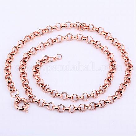 Collares de cadena rolo exquisita de bronce NJEW-EE0002-03-002R-1