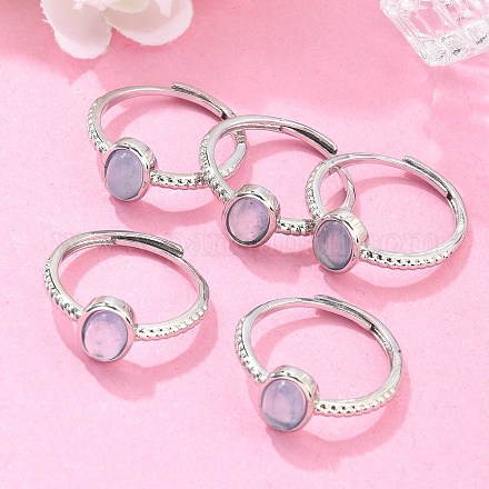 Овальные регулируемые кольца из натурального аквамарина RJEW-G273-04P-02-1