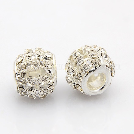 Silver Color Plated Alloy Grade A Rhinestone European Beads CPDL-J024-01S-1