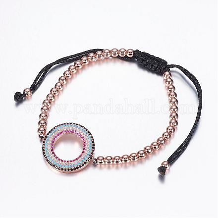 Bracelets de perles tressés en laiton réglables BJEW-G528-01RG-1