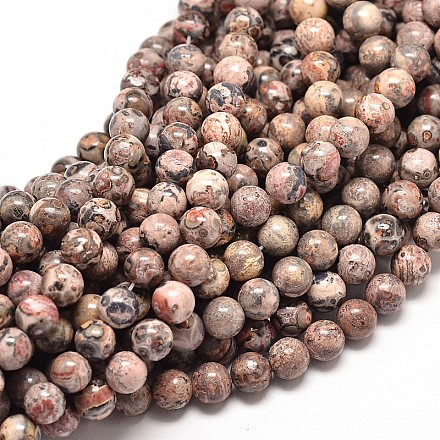 Brins de perles rondes en jaspe en peau de léopard naturel G-P072-31-10mm-1