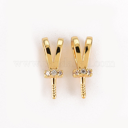 Brass Micro Pave Clear Cubic Zirconia Peg Bails Pendants KK-S356-270-NF-1