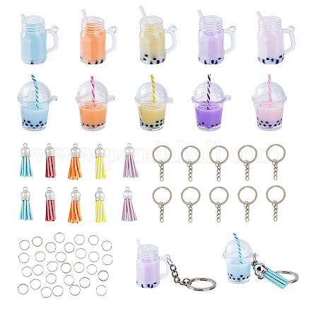 Superfindings kit de fabrication de porte-clés à breloque imitation thé à bulles bricolage DIY-FH0005-20-1