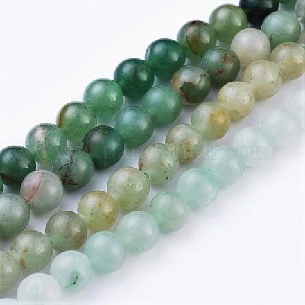 Chapelets de perles en aventurine vert naturel X-G-Q462-8mm-20-1