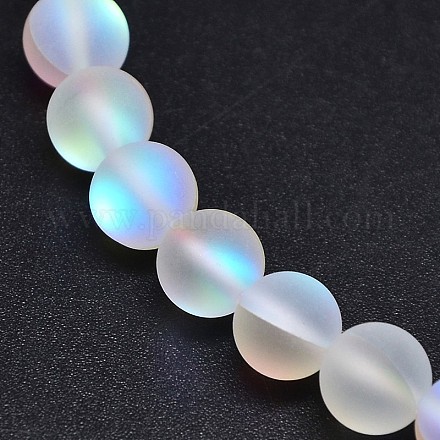 Chapelets de perles en pierre de lune synthétique G-M049-6mm-01F-1